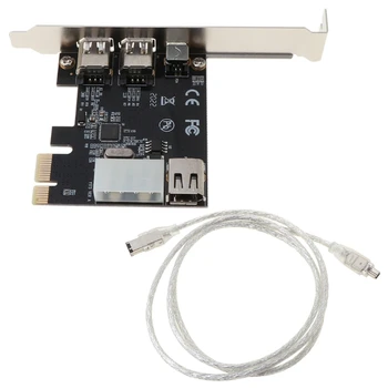 PCI-E 1X IEEE 1394A 4 portos(3+1) Firewire kártya adapter Pcie 1394A átalakító 6 tűs - 4 tűs 1394 kábellel asztali PC-hez