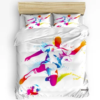 Piros lila karakter futball sport paplanhuzat 3db ágynemű szett otthoni textil paplanhuzat párnahuzatok szoba ágynemű szett nincs lepedő