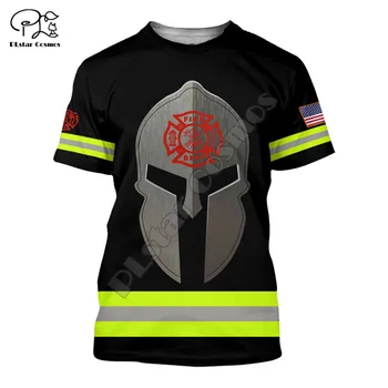 PLstar Cosmos Amazing Cool Firefighter 3D Print Fashion Summer Pólók Flag Rövid ujjú póló Férfi/Női Alkalmi utcai ruházat Q52