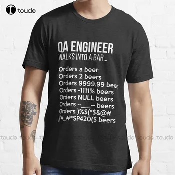 Qa mérnök besétál egy bárba Vicces hibakeresési póló rövid ujjú ingek nőknek O-nyakú utcai ruházat Túlméretezett férfi pólók