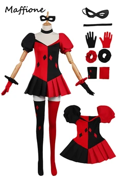 Quinzel Cosplay Női ruha Fantasy Anime Super Cos Gazember Jelmez Álcázza öltönyök Felnőtt lány Szerepjáték Halloween Party ruhák