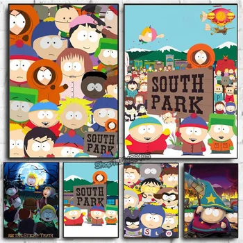 Rajzfilm S-South Aranyos P-Park poszter és nyomatok Anime karakterek Fali művészet Vászon Festmény Képek Gyerek hálószoba Otthoni dekoráció Cuadros