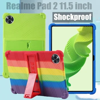 Realme Pad 2 Pad2 Tab 11.5 hüvelykes (2023)Táblagép tok Super Shockproof puha szilikon védőtok Állvány fedél Szilikon