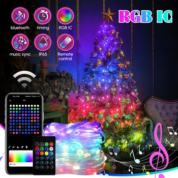 RGB IC karácsonyi fények fa led tündér fényekhez Karácsonyfa dekoráció Szilveszter 2024 party kültéri kempinglámpák