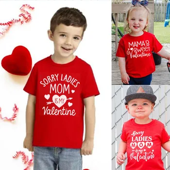 Sajnálom lányok Anya az én Valentin-napom vicces gyerekek Valentin-napi ruha póló kisgyermek fiúk lány rövid ujjú ruhák gyermek party felsők