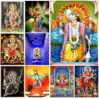 Santoshi Mata Vallás Vaishno Devi Varaha Avatar Fali képek szobához Északi poszter Fal Művészet Vászon Festés Dekoráció Keret nélküli