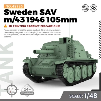SSMODEL 48735 V1.6 1/48 3D nyomtatott műgyanta modell készlet Svédország 1946 Stormartillerivagn m/43