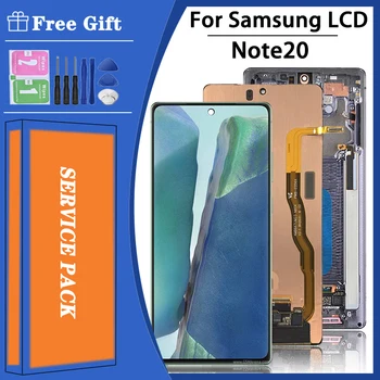 Super AMOLED Samsung Note20 N980F LCD érintőképernyős digitalizáló javító alkatrészek Note 20 5G N981B kijelző kerethez
