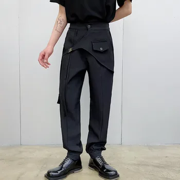 SYUHGFA férfi ruházat Cargo nadrág 2024 tavasz ősz Új fekete széles szárú nadrág rugalmas derék Ok-okozati bő nadrág férfiaknak