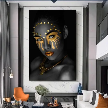 Szemlélődő Fekete afrikai meztelen nő Olajfestmény vászonra Plakátok és nyomatok skandináv falfestmény Kép nappaliba