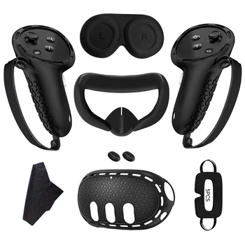 szilikon védőburkolat tok Meta Quest 3 VR headsethez Fej arcvédő szempárna fogantyú markolat gombsapka Könnyen használható