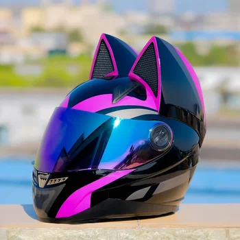 Teljes arcú férfi motocross védősisak jóváhagyva eredeti NITRINOS lila fekete macska sisak női motorkerékpár szép DOT