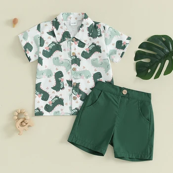 Toddler Boy Valentine s Outways Heart Print Button Down Shirt Casual Shorts Baby Boy Summer Clothes Set