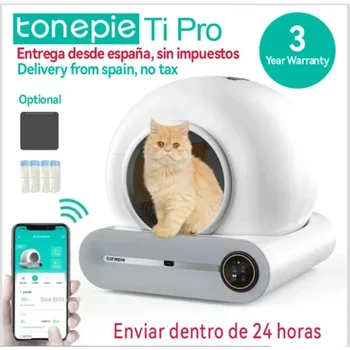 Tonepie automata intelligens macska alomdoboz, App Control, Kisállat WC tálca, ionos szagtalanító, intelligens termékek, 65L