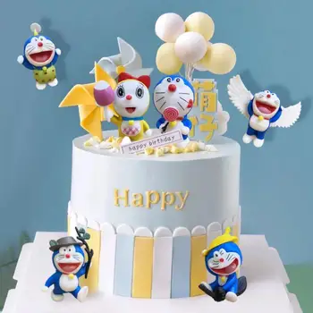 Tortadekoráció sanrios Doraemon vicces Kawai Anime figurák Vinyl kézzel készített autó Kulcstartó játékok lány díj Születésnapi karácsonyi ajándék