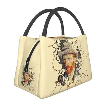 Vincent Van Gogh Splat Átvehető uzsonnás dobozok Nők festés Hőhűtő élelmiszer szigetelt uzsonnás táska Irodai munka Pinic konténer