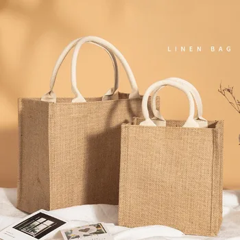 Vintage női vászon táskák Vásárlói pénztárcák Nagy nyári tengerparti kézitáskák Hordozható Eco felső fogantyú bevásárlótáska Több méret kézitáska