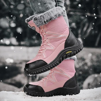 Winter New Style meleg női csizma vastag alj Kényelmes, kopásálló pár Hócsizma Férfi Kültéri pamuttal párnázott cipő