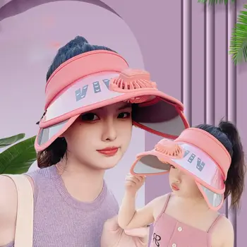 Állítható gyerek kalap UV védelem felnőtt kalap USB töltő szülő-gyermek ventilátorsapka ventilátor hűtő kalap fényvédő kalap ventilátor üres felső kalap