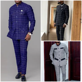 Új 2Db férfi nadrág szett elegáns, kiváló minőségű szociális teljes öltönyök öltözködéséhez Luxus designer kabát férfiaknak Márka alkalmi ruházat blézer