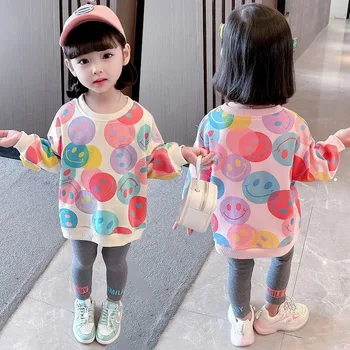 Új lány pulóver szettek Csecsemő gyermekek divat nyomtatás Aranyos felsők alsó nadrág 2 darab készlet 1-10Y gyerekruházati trend