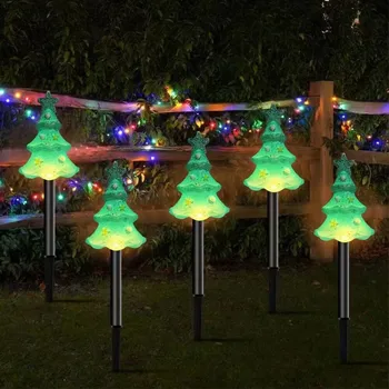 Újévi karácsonyfa földi dugó napelemes lámpák Kültéri nyalóka lámpa LED kerti dekoráció vízálló tájfények 391