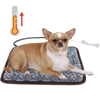 Téli kisállat elektromos fűtőpad kutyáknak Macskák harapásgátló acélkábellel vízálló, állítható kutya meleg ágyszőnyeg fűtött kisállat párna
