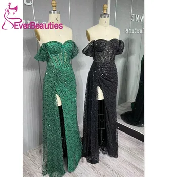 Off Shoulder Prom Dress Long 2024 Side Split, Glitters Formális partiruha Mermaid Vestidos De Fiesta Elegantes Para